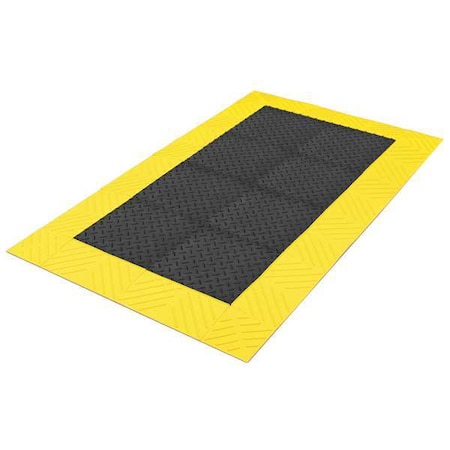 Notrax Antifatigue Mat, 60" L x 3 ft. W, 1" Thickness, PVC, Diamond, Black/Yellow 621S3660BY