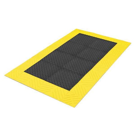 Notrax Antifatigue Mat, 120" L x 3 ft. W, 1" Thickness, PVC, Diamond, Black/Yellow 621S0310BY