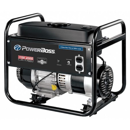 Powerboss Portable Generator, Gasoline, 1700 Rated, 2000 Surge, Recoil Start, 14.0 A 30542