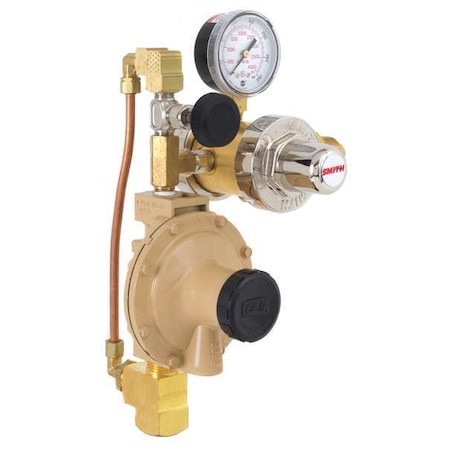 Miller Electric Gas Regulator, Nitrogen, Three Stage, 0.965"-14 Inlet, 1/2 in Outlet, 0.40 to 0.60 psi 16391