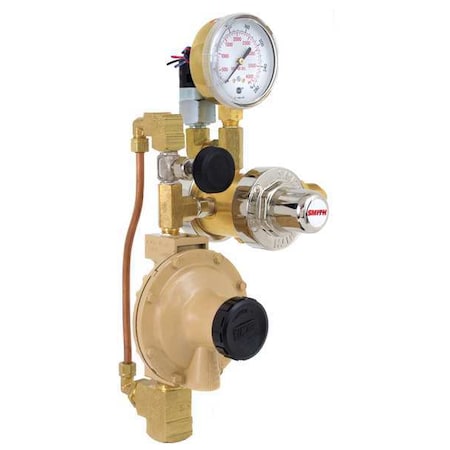 Miller Electric Gas Regulator, Nitrogen, Three Stage, 0.965"-14 Inlet, 1/2 in Outlet, 0.40 to 0.60 psi 16347-3