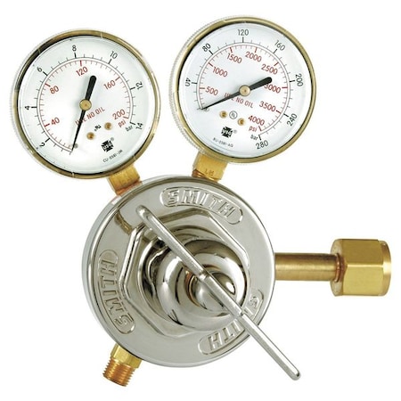 Smith Equipment Gas Regulator, Oxygen, Single Stage, 0.825"-14 Inlet, 9/16"-18 Outlet, 0 to 275 psi 40-275-540