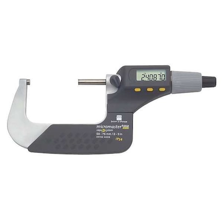 Tesa Brown & Sharpe Outside Micrometer, 2 to 3"/50 to 75mm, Resolution: 0.00005"/0.001mm 06030032
