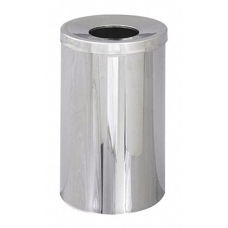 Safco 35 gal. Puncture-Resistant Steel Round Trash Can, Silver 9695