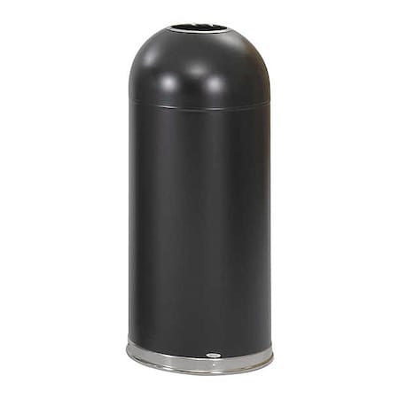 Safco 15 gal. Stainless Steel, Galvanized Steel Round Trash Can, Black 9639BL