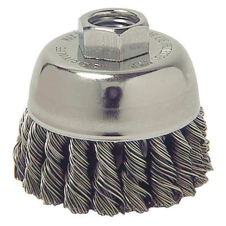 Weiler 2-3/4" Single Row Knot Wire Cup Brush .014" Steel Fill M14x2.0 Nut 13020