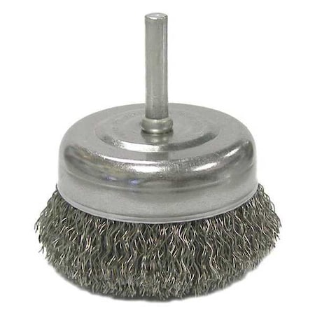 Weiler 2-1/2" Crimped Wire Utility Cup Brush .014" Steel Fill 1/4" Stem 14317