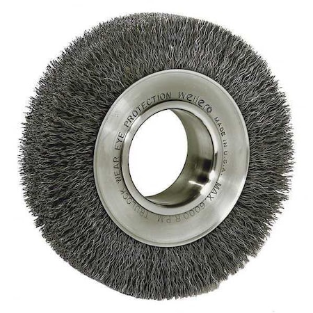 Weiler Crimped Wire Wheel, 7 Dia, .014 Wire, 2Ah 03100