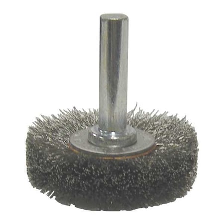 Weiler 1-1/2" Stem-Mounted Crimped Wire Radial Wheel .0118" Steel 1/4" Stem 17952