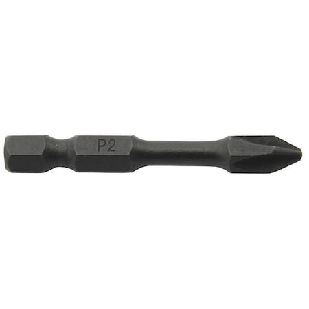 Westward Power Bit, SAE, 1/4", No 2, 2", Steel, PK5 38RV97