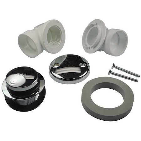 Ab&A Bath Waste & Overflow, PVC with Touch Toe Stopper 60353