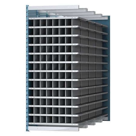 Hallowell Add-On Pigeonhole Bin Unit, 36 in W x 96 in D x 87 in H, 96 Compartments, Blue/Gray, Steel AHDB104-96PB