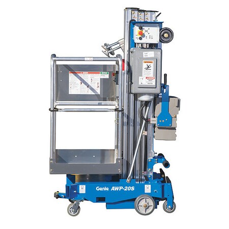 Genie Aerial Work Platform, No Drive, 350 lb Load Capacity, 6 ft 6 in Max. Work Height AWP-20S DC