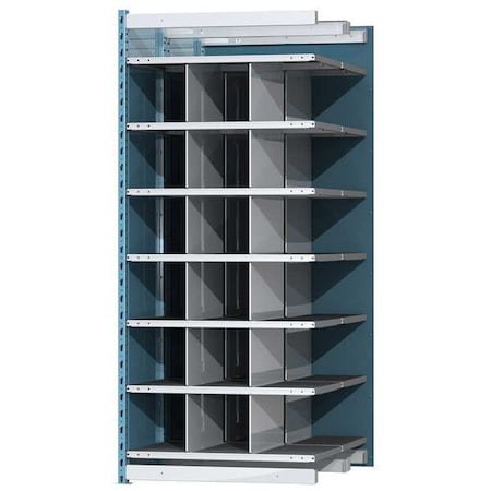 Hallowell Add-On Pigeonhole Bin Unit, 36 in W x 48 in D x 87 in H, 18 Compartments, Blue/Gray, Steel AHDB18-48PB