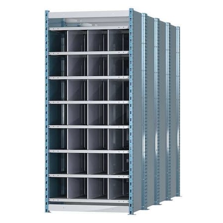 Hallowell Starter Pigeonhole Bin Unit, 36 in W x 96 in D x 87 in H, 28 Compartments, Blue/Gray, Steel HDB28-96PB