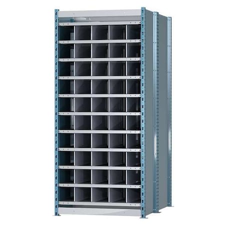 Hallowell Steel Starter Pigeonhole Bin Unit, 48 in D x 87 in H x 36 in W, 12 Shelves, Blue/Gray HDB50-48PB