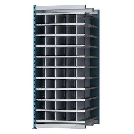 Hallowell Steel Add-On Pigeonhole Bin Unit, 48 in D x 87 in H x 36 in W, 11 Shelves, Blue/Gray AHDB50-48PB