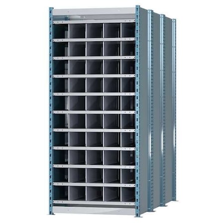 Hallowell Steel Starter Pigeonhole Bin Unit, 72 in D x 87 in H x 36 in W, 12 Shelves, Blue/Gray HDB50-72PB