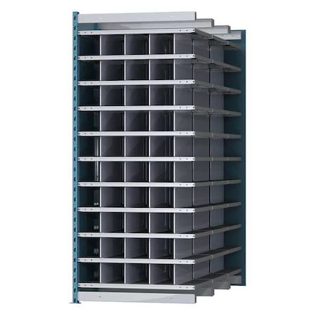 Hallowell Steel Add-On Pigeonhole Bin Unit, 72 in D x 87 in H x 36 in W, 11 Shelves, Blue/Gray AHDB50-72PB