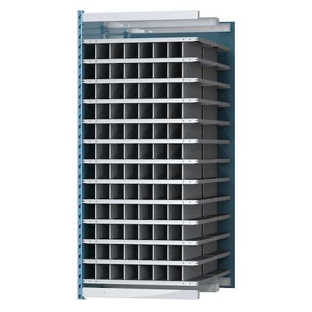 Hallowell Steel Add-On Pigeonhole Bin Unit, 48 in D x 87 in H x 36 in W, 14 Shelves, Blue/Gray AHDB104-48PB