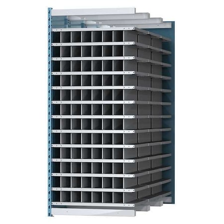 Hallowell Add-On Pigeonhole Bin Unit, 36 in W x 72 in D x 87 in H, 96 Compartments, Blue/Gray, Steel AHDB104-72PB
