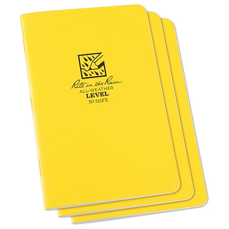 Rite In The Rain All Weather Stapled Notebook, Level, PK3 311FX