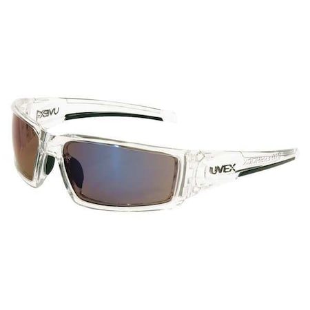 Uvex Hypershock, Safety Glasses, Anti-Scratch, Blue Mirror Lens, Clear Frame, Full-Frame S2975