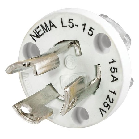 Hubbell Wiring Device-Kellems Watertight Locking Plug, L5-15P, 15 A, 125V AC, Single Phase, 2 Pole, White HBL24W47IN
