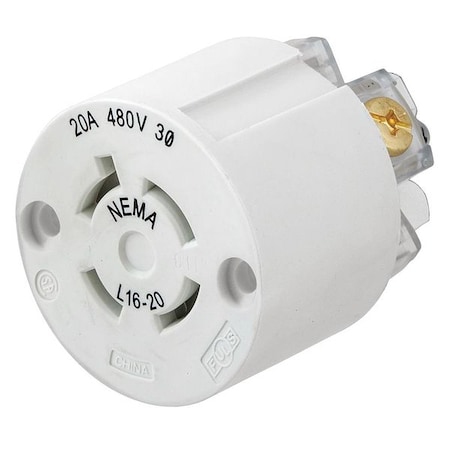 Hubbell Wiring Device-Kellems L16-20R, Three Phase, 3 Pole, White HBL27W76IN