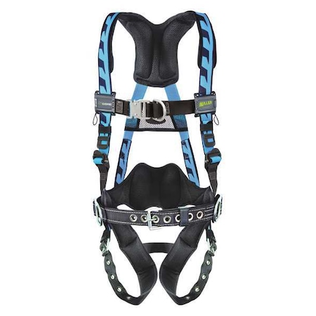 Miller AirCore(TM) Full Body Harness, L/XL, 400 lb., Quick-Connect Chest/ Tongue Leg Straps ACF-TBBDPUB