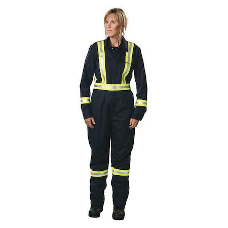 Big Bill Coverall, 8.7 cal/sq cm ATPV, S, 30 in Inseam, Cotton/Nylon, Adjustable Snap (Cuff), Zipper 1175US7-SR-NAY