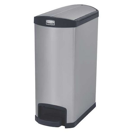 Rubbermaid Commercial Slim Jim Step-On 13 gal Rectangular Step-On Can, Silver/Black, Foot Pedal, Stainless Steel 1901993