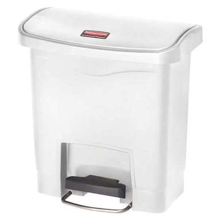 RUBBERMAID COMMERCIAL 4 gal Rectangular Step Can, White, 14 3/4 in Dia, Step-On, Plastic 1883554