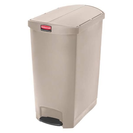 RUBBERMAID COMMERCIAL 24 gal Rectangular Trash Can, Beige, 15 3/4 in Dia, Step-On, Plastic 1883553