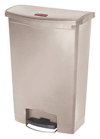 RUBBERMAID COMMERCIAL 24 gal Rectangular Trash Can, Beige, 22 1/4 in Dia, Step-On, Plastic 1883552