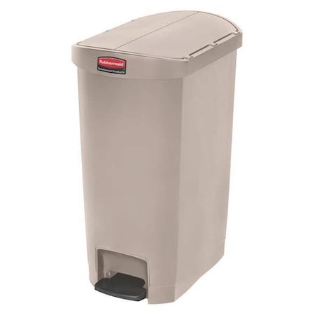 RUBBERMAID COMMERCIAL 13 gal Rectangular Trash Can, Beige, 13 1/2 in Dia, Step-On, Plastic 1883459