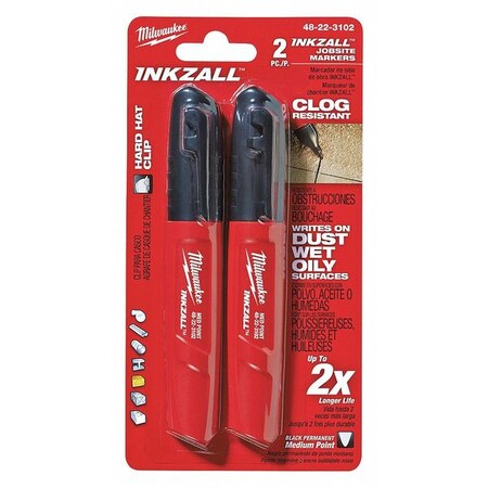 Milwaukee Tool Industrial Marker, Black Color Family, 2 PK 48-22-3102