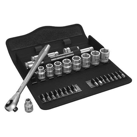 Wera 3/8" Drive Ratchet Set Torx(R), Metric 29 Pieces 8 mm to 19 mm , Chrome 05004047001