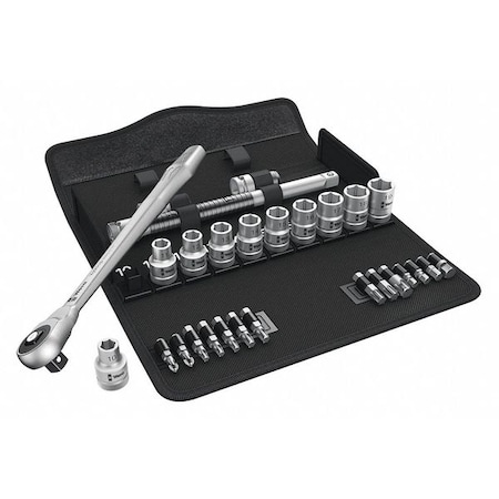 Wera 1/2" Drive Ratchet Set Torx(R), Metric 28 Pieces 10 mm to 19 mm , Chrome 05004077001