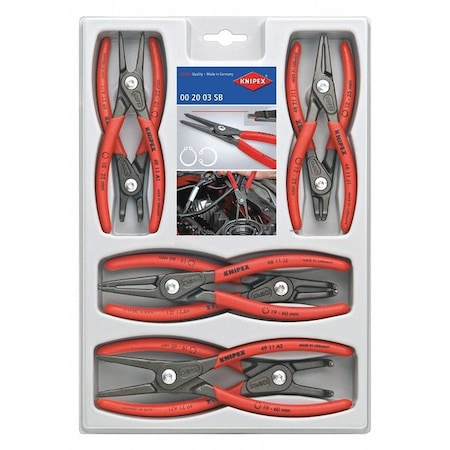 Knipex 8 Piece Plastic Grip Retaining Ring Plier Set 00 20 04 SB
