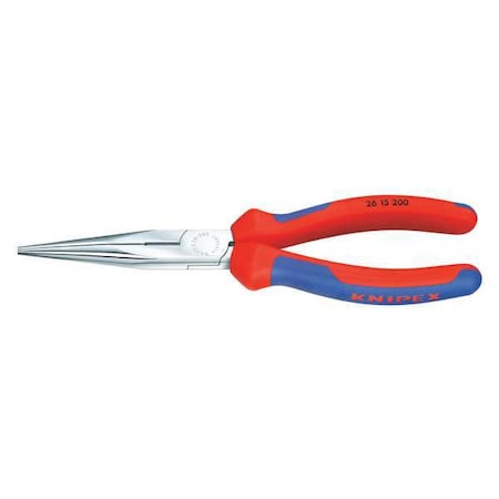 Knipex 8 in Long Nose Plier, Side Cutter Multi-Component Grip Handle 26 15 200