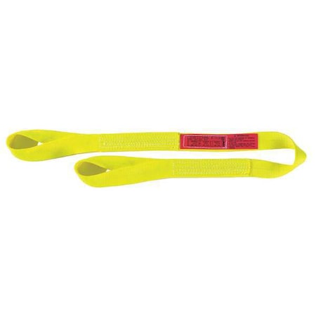 LIFT-ALL Web Sling, Twisted Eye and Eye, 8 ft L, 3 in W, Nylon, Yellow EE1603NTX8