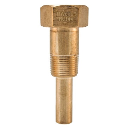 Winters Industrial Thermowell, 3.5in. Stem, Brass TIW03LF