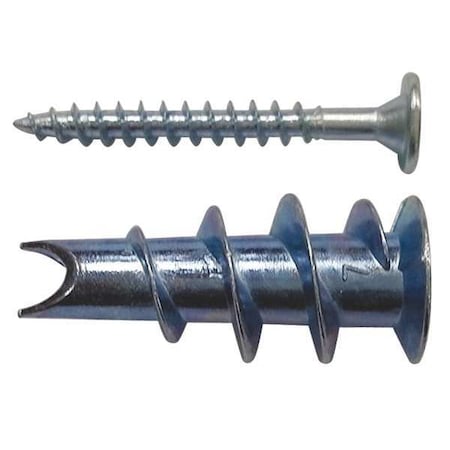 Zoro Select Wall Anchor, 1-5/16" L, Zamac Alloy, Not Rated Tension Strength, 1550 PK B30531.000.0001