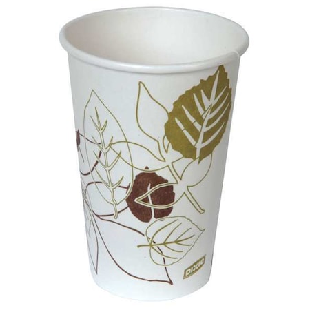 Dixie Disposable Hot Cup, 16 oz. White, Paper, Pathways, Pk1000 2346PATH