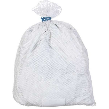 Zoro Select Rubber Closure, Medium Weight Mesh Polyester, Laundry Bag, White MI245565