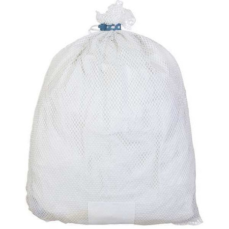 Zoro Select Rubber Closure, Light Weight Mesh Polyester, Laundry Bag, White NI245465