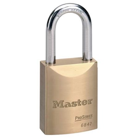 Master Lock Padlock, Keyed Alike, Standard Shackle, Rectangular Brass Body, Boron Shackle, 25/32 in W 6842D125KA