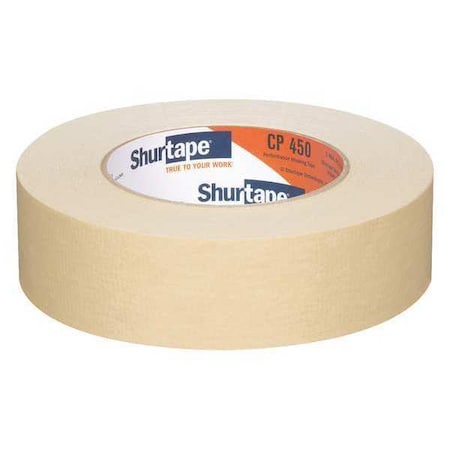 Shurtape Painter's Tape, 36 mm W x 55 m L, 6.9 mil Thick, Tan, Rubber Adhesive, 24 PK CP 450