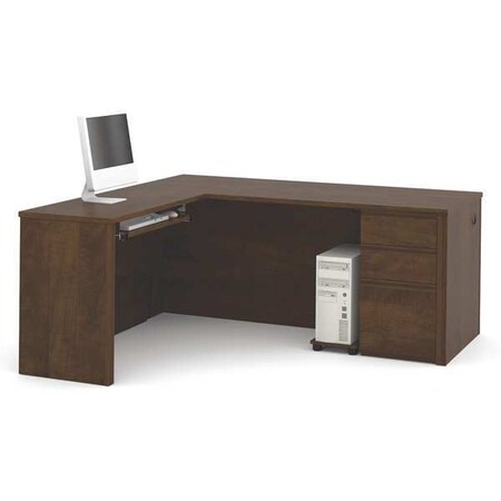 Bestar L Shaped Workstation Including One Pedestal L-Shape Workstation, 69.2" D X 30-13/32" H, Chocolate 99860-69